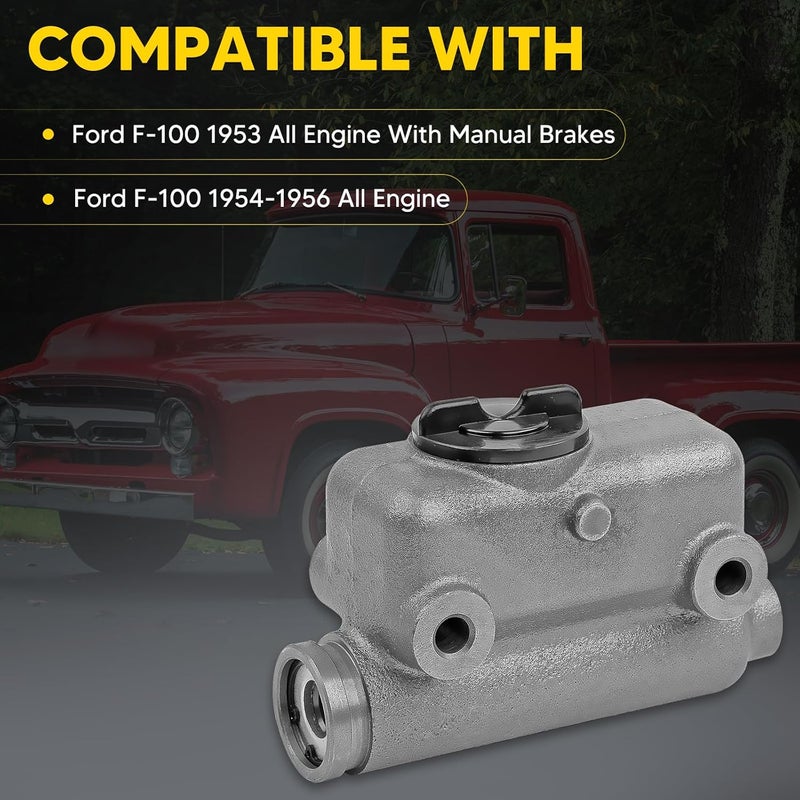 Fexhull 5461320 Brake Master Cylinder with Reservoir and Cap Compatible with Ford Vehicles - F-100 1953 1954 1955 1956 Replaces OE M14019, B3C-2140-A - Image 3